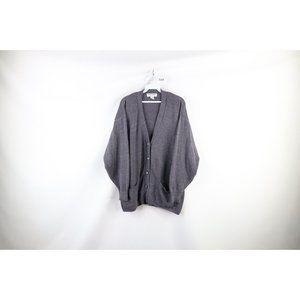 Vintage 90s Streetwear Womens Large Blank Kurt Cobain Knit Cardigan Sweater Gray